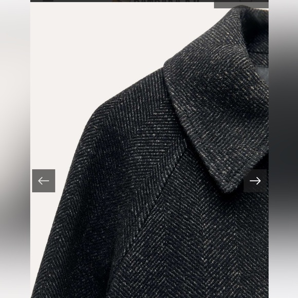 Zara Zippered Wool Blend Jacket ZW collection gray black herringbone 2143/866 XS - Picture 3 of 15